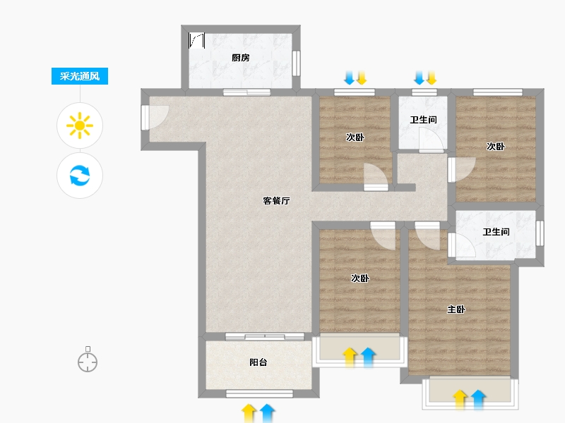 河南省-许昌市-雅居乐国际花园-97.00-户型库-采光通风