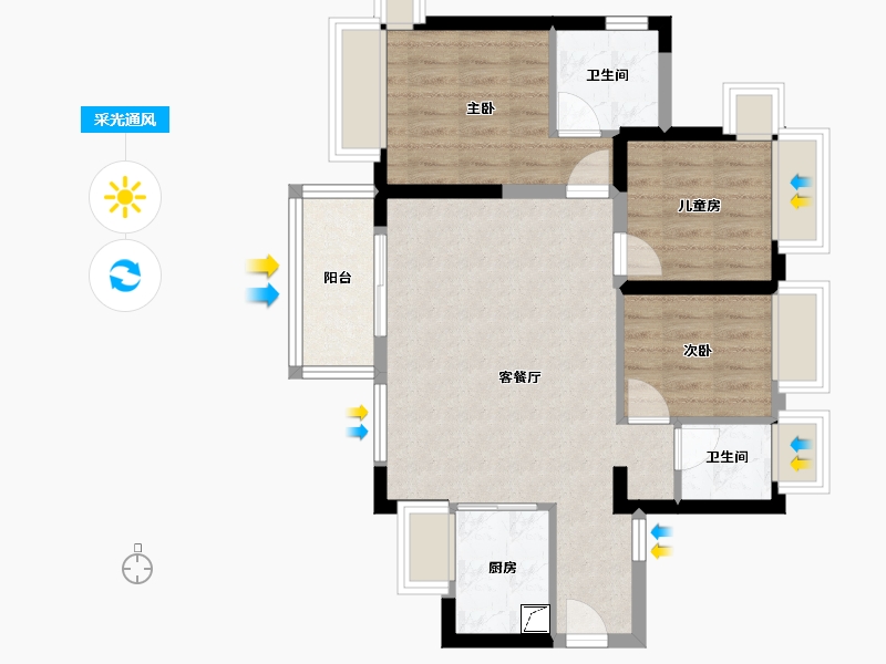 广东省-东莞市-松湖碧桂园·天钻-88.00-户型库-采光通风