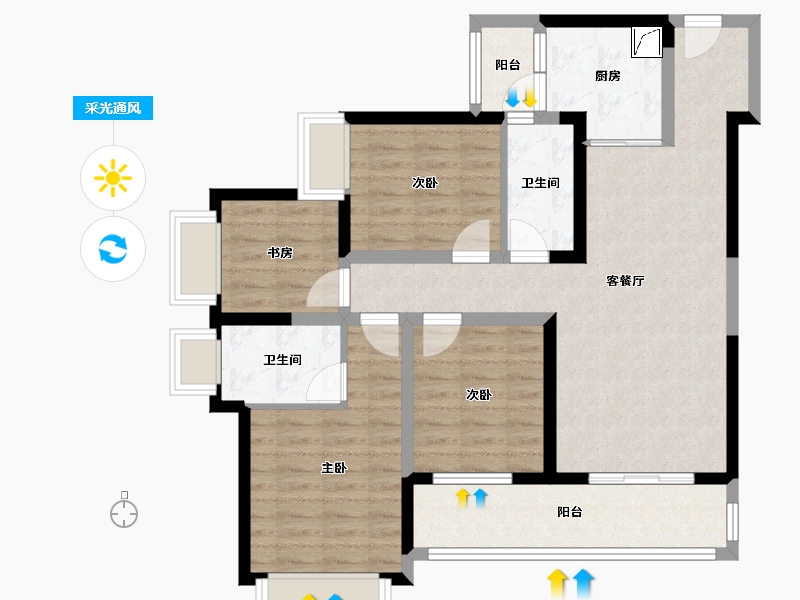 云南省-玉溪市-金科集美天玺-99.00-户型库-采光通风