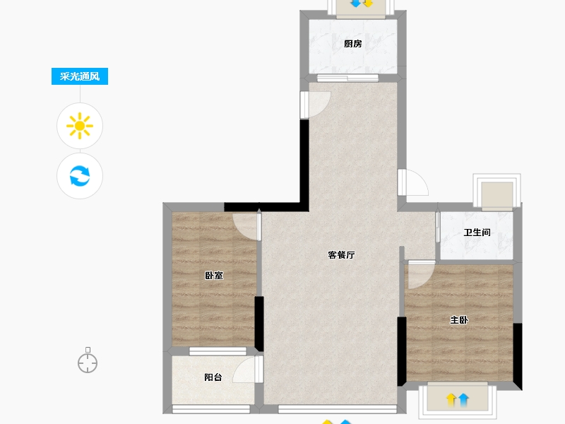 福建省-龙岩市-厦鑫·博览佰院-65.60-户型库-采光通风