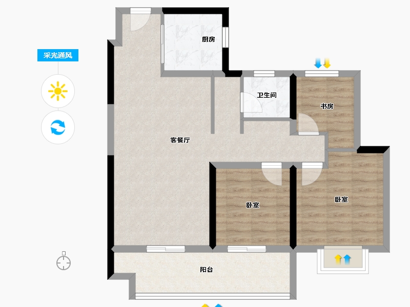 江苏省-泰州市-水岸嘉苑-80.01-户型库-采光通风