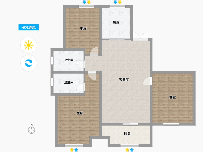 山东省-济宁市-泗水立国如意花园小区-123.00-户型库-采光通风