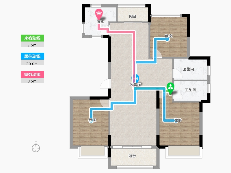 安徽省-宿州市-砀山古城-106.64-户型库-动静线