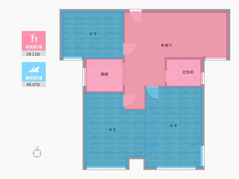 河南省-郑州市-新芒果和郡-75.00-户型库-动静分区