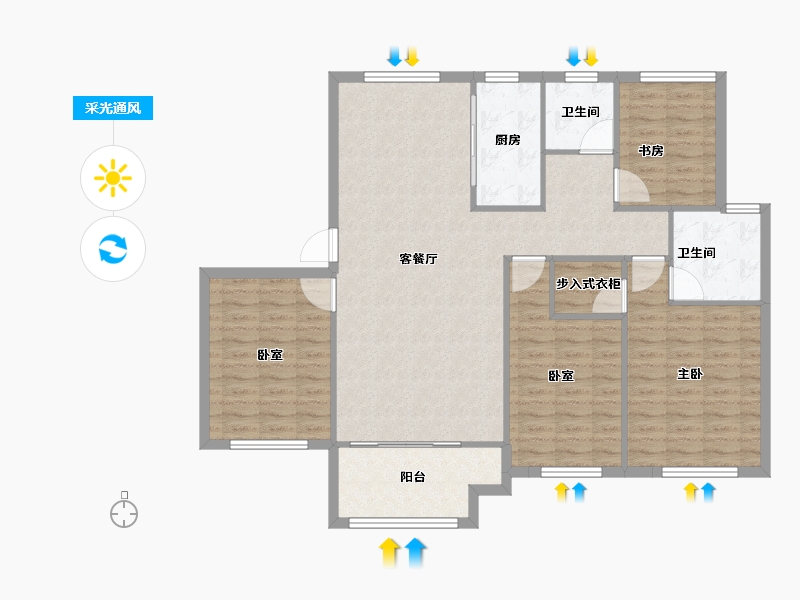 河南省-开封市-绿城·桃李春风-120.00-户型库-采光通风