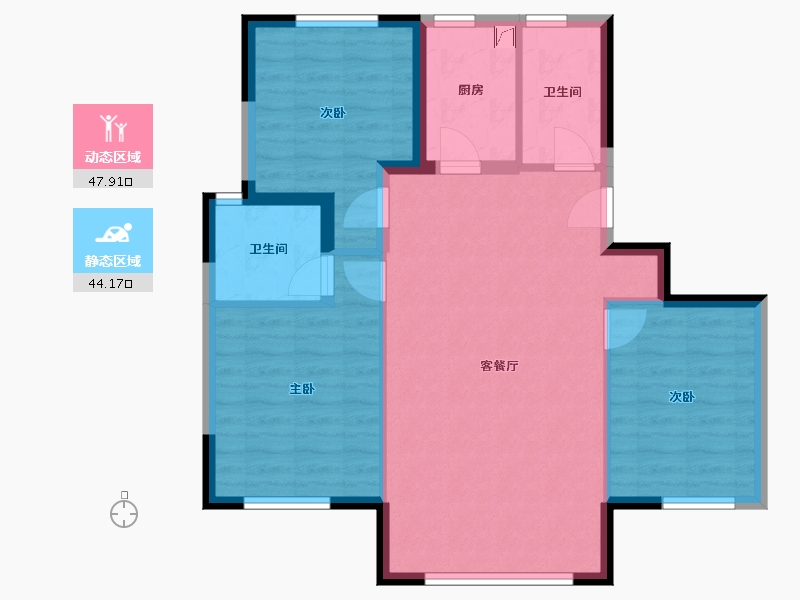 辽宁省-大连市-保利梧桐语-83.23-户型库-动静分区