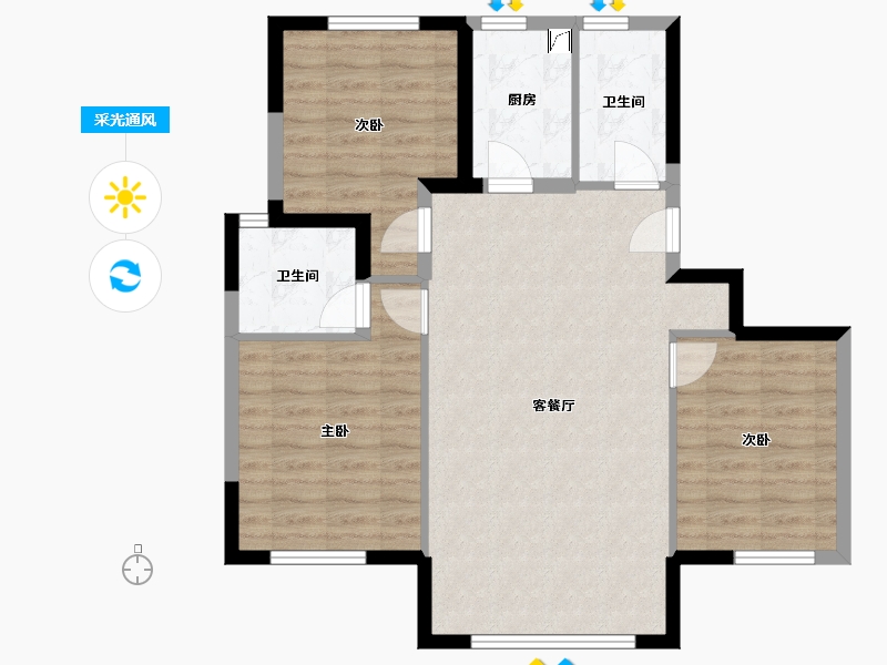 辽宁省-大连市-保利梧桐语-83.23-户型库-采光通风