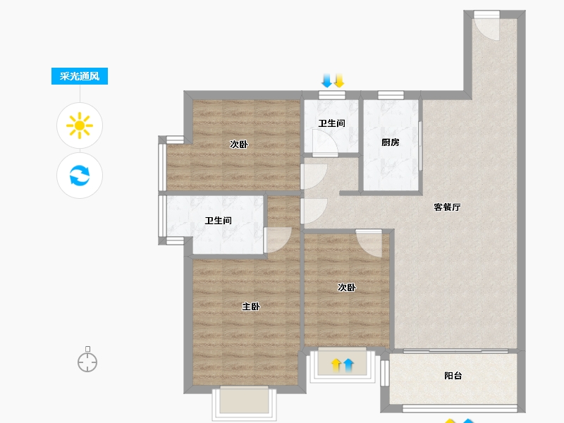 云南省-昆明市-润城5区-93.00-户型库-采光通风