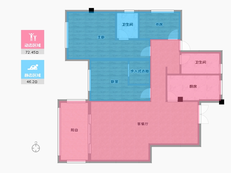 福建省-龙岩市-客都汇·金岸佳园-108.09-户型库-动静分区