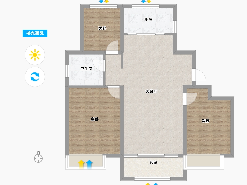 山东省-淄博市-中房四季城-87.78-户型库-采光通风