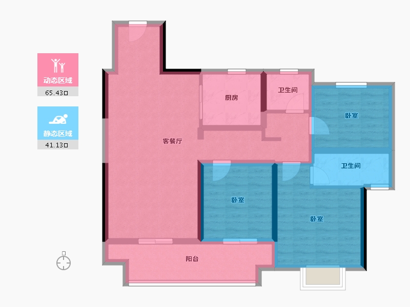 江苏省-泰州市-水岸嘉苑-94.41-户型库-动静分区