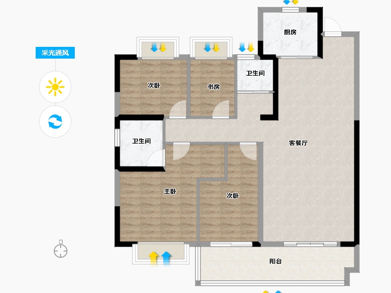 江西省-九江市-碧桂园联发·浔阳府-112.00-户型库-采光通风