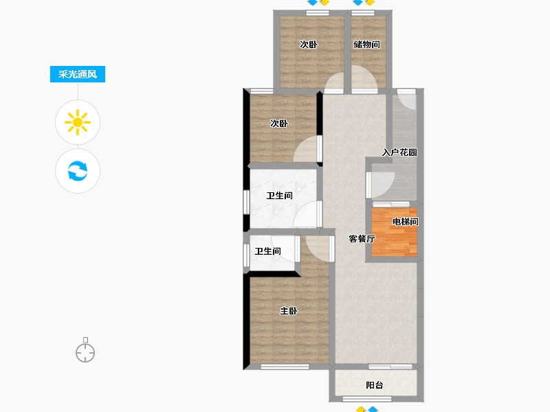 重庆-重庆市-凤凰豪庭-91.19-户型库-采光通风