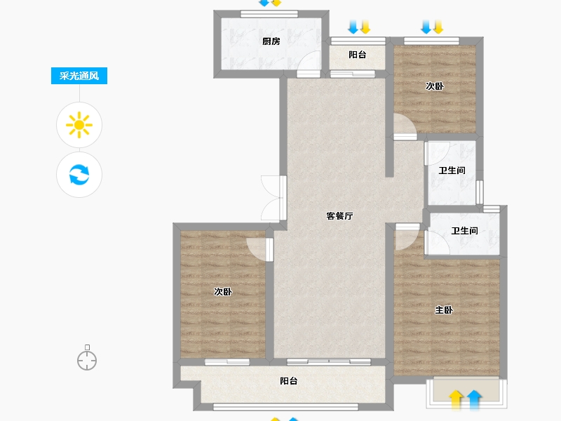 山东省-临沂市-房源·金域上府-96.66-户型库-采光通风