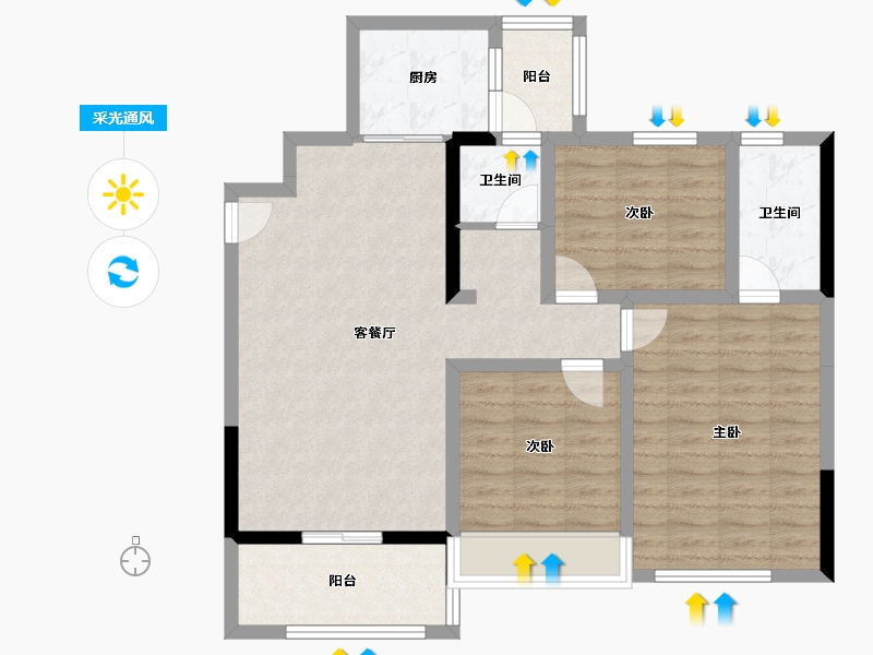 四川省-遂宁市-江山原筑-92.12-户型库-采光通风