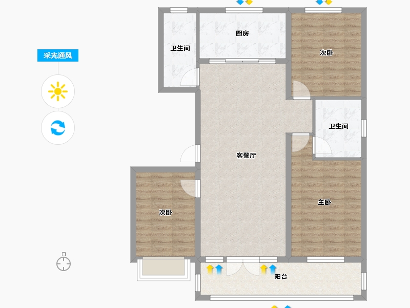 山东省-潍坊市-邦泰天璞-103.97-户型库-采光通风