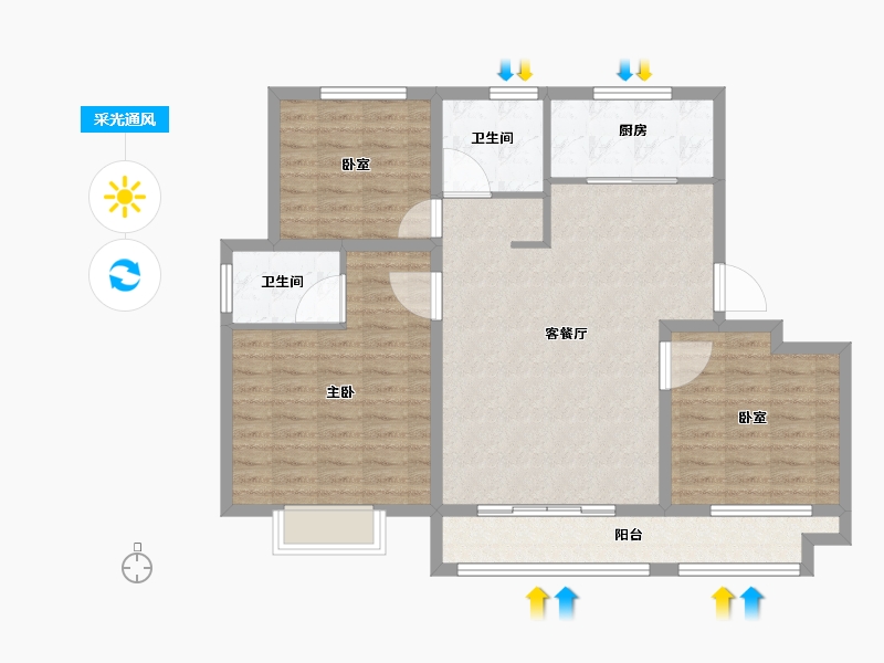 山东省-菏泽市-陶城怡景-100.64-户型库-采光通风