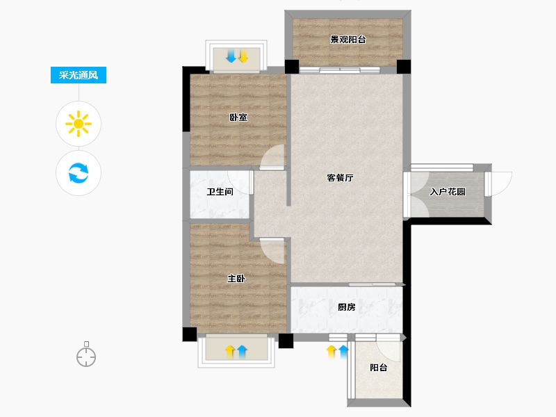 广西壮族自治区-防城港市-鹏轩瑞海尚都-68.61-户型库-采光通风