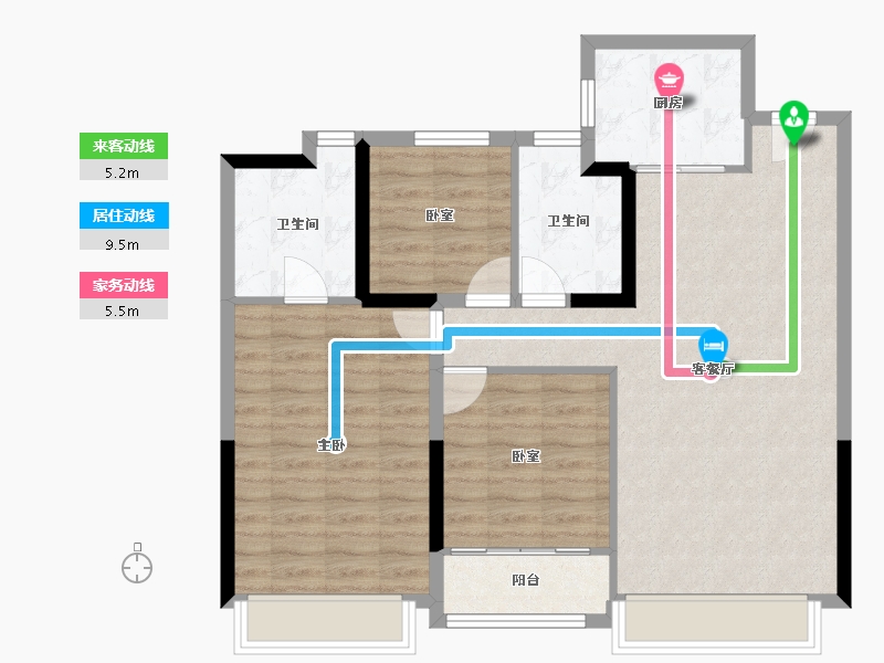 陕西省-西安市-绿城·桂语云境-88.00-户型库-动静线