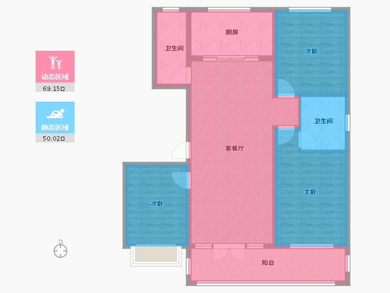 山东省-潍坊市-邦泰天璞-107.08-户型库-动静分区