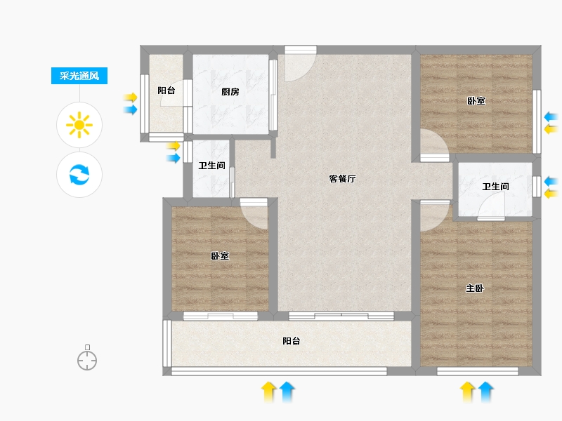 四川省-雅安市-正黄金域华府-81.60-户型库-采光通风