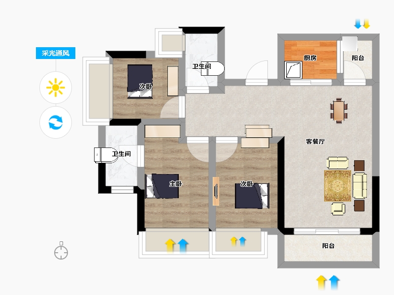 四川省-成都市-观澜东著-55.70-户型库-采光通风