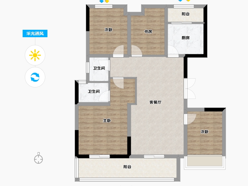 四川省-遂宁市-江山原筑-96.41-户型库-采光通风