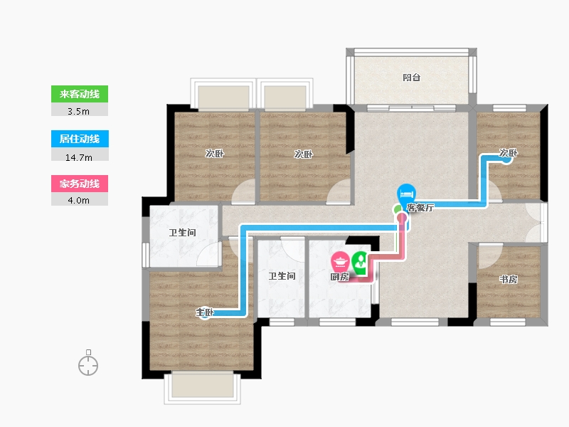 湖南省-郴州市-恒泰领秀城-89.36-户型库-动静线