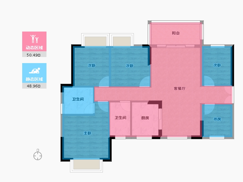 湖南省-郴州市-恒泰领秀城-89.36-户型库-动静分区