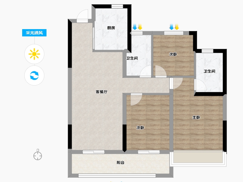 浙江省-温州市-新城旭辉未来海岸-82.40-户型库-采光通风