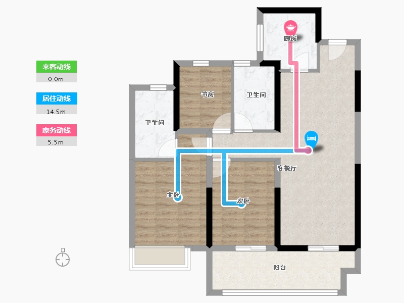 河南省-许昌市-金科鹿鸣帝景-83.95-户型库-动静线