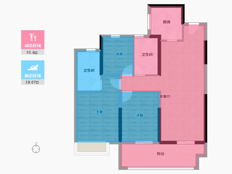 河南省-许昌市-金科鹿鸣帝景-83.95-户型库-动静分区