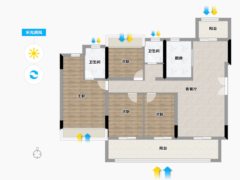 四川省-遂宁市-正黄·翡翠湾-114.40-户型库-采光通风