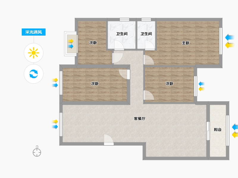 江西省-吉安市-名都花园-110.00-户型库-采光通风