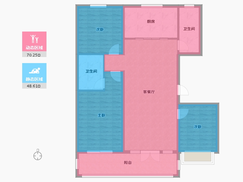 山东省-潍坊市-邦泰天璞-107.72-户型库-动静分区