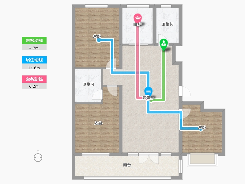 山东省-潍坊市-邦泰天璞-107.68-户型库-动静线