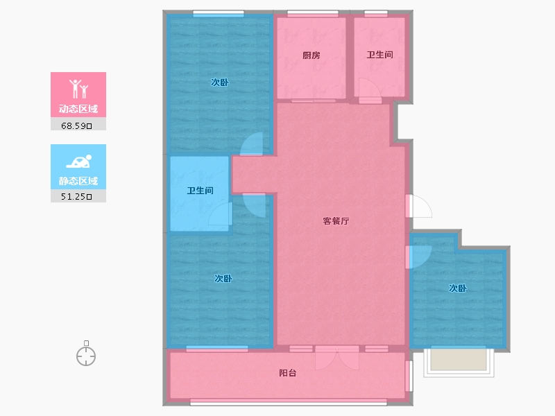 山东省-潍坊市-邦泰天璞-107.68-户型库-动静分区