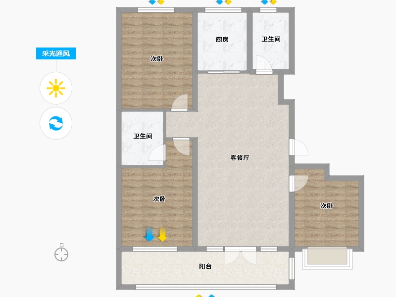 山东省-潍坊市-邦泰天璞-107.68-户型库-采光通风