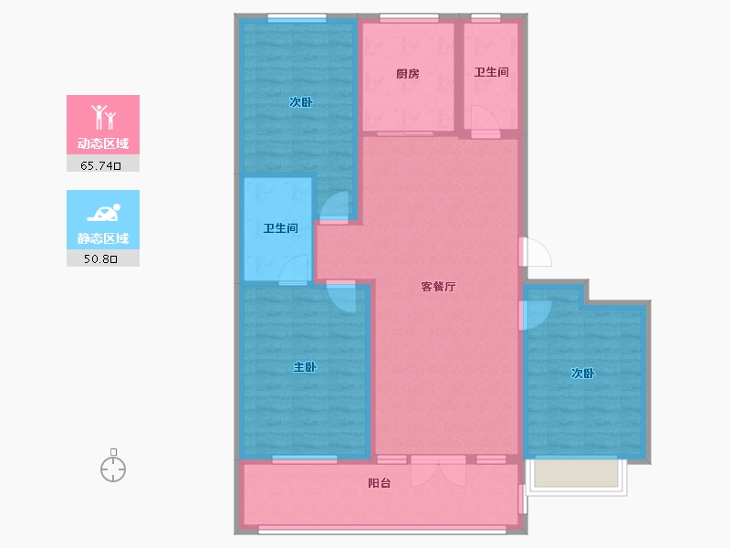 山东省-潍坊市-邦泰天璞-104.40-户型库-动静分区