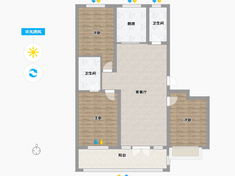 山东省-潍坊市-邦泰天璞-104.40-户型库-采光通风