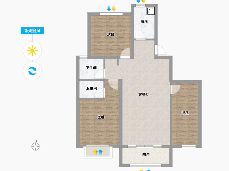 河北省-秦皇岛市-唐韵雲起墅-84.00-户型库-采光通风