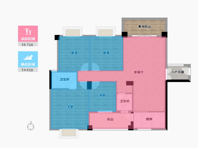 广西壮族自治区-防城港市-鹏轩瑞海尚都-110.85-户型库-动静分区