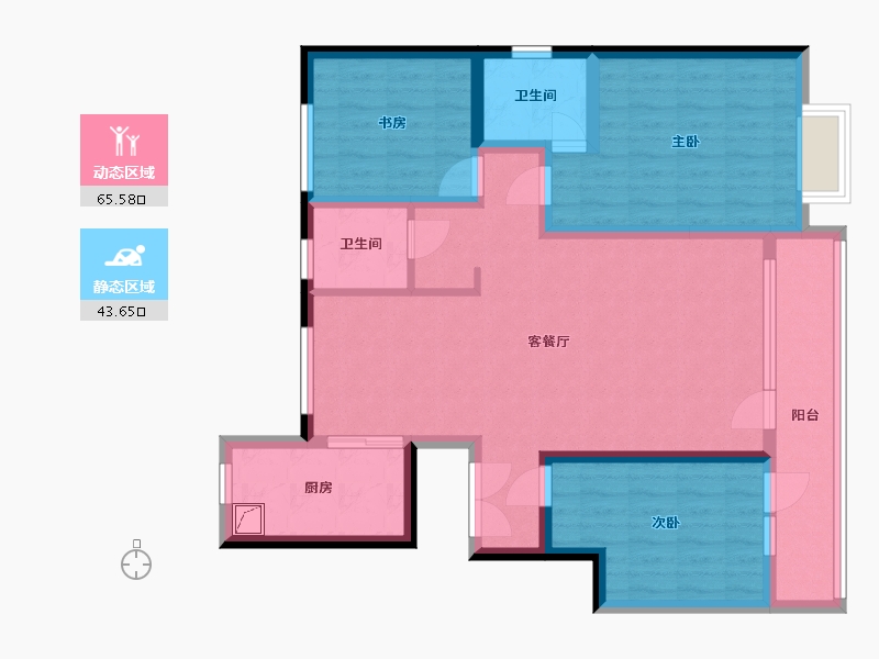 宁夏回族自治区-中卫市-煜基观园御府-100.00-户型库-动静分区