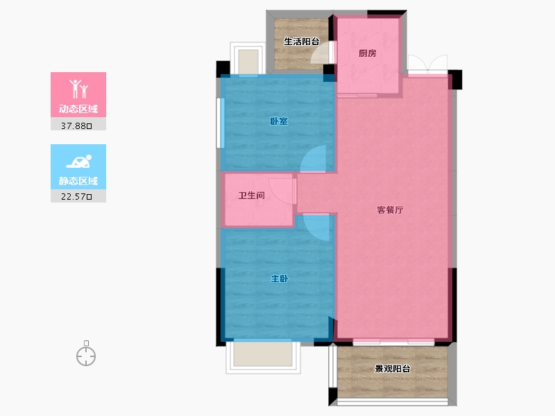 广西壮族自治区-防城港市-鹏轩瑞海尚都-63.58-户型库-动静分区