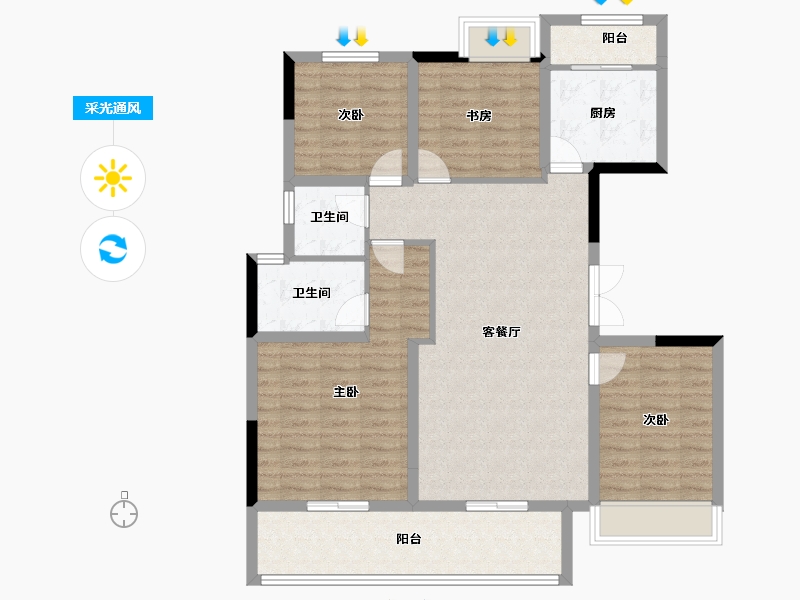 四川省-遂宁市-江山原筑-106.36-户型库-采光通风