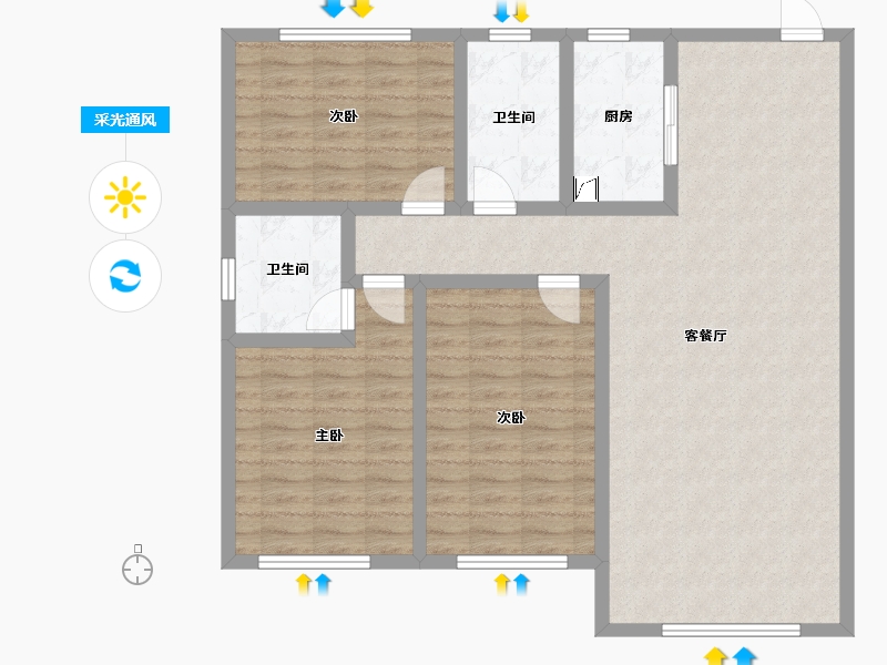 辽宁省-盘锦市-纳帕溪谷·瑞府-105.60-户型库-采光通风