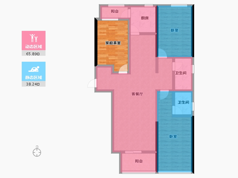 河北省-邢台市-瀚业紫御澜湾-103.71-户型库-动静分区