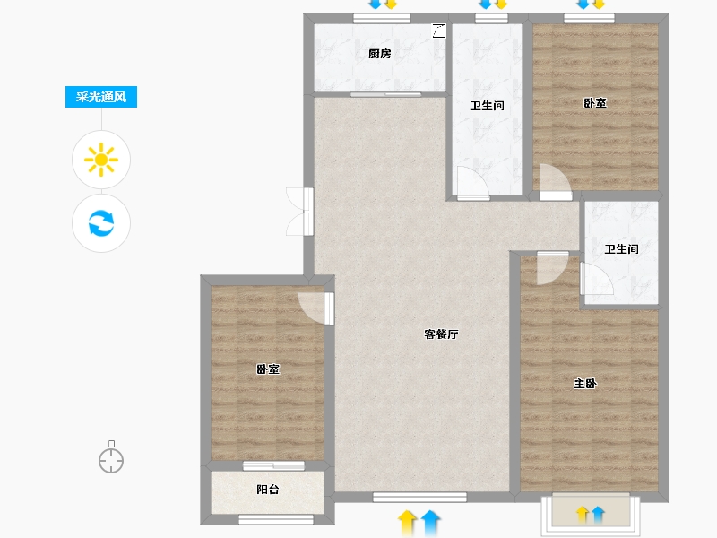 内蒙古自治区-包头市-松石御景江山-103.43-户型库-采光通风