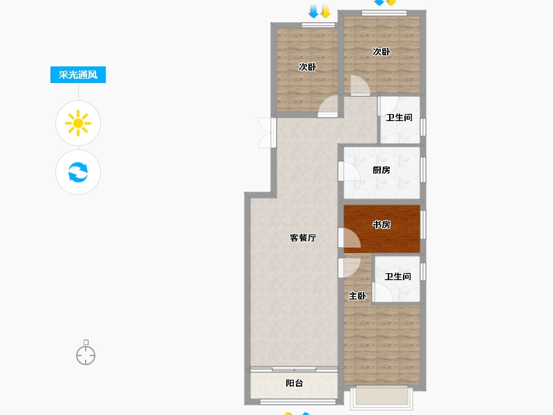 河北省-石家庄市-和誉府-107.20-户型库-采光通风