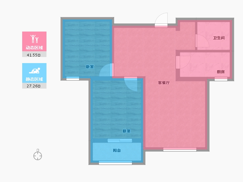 河北省-邢台市-瀚业紫御澜湾-60.83-户型库-动静分区